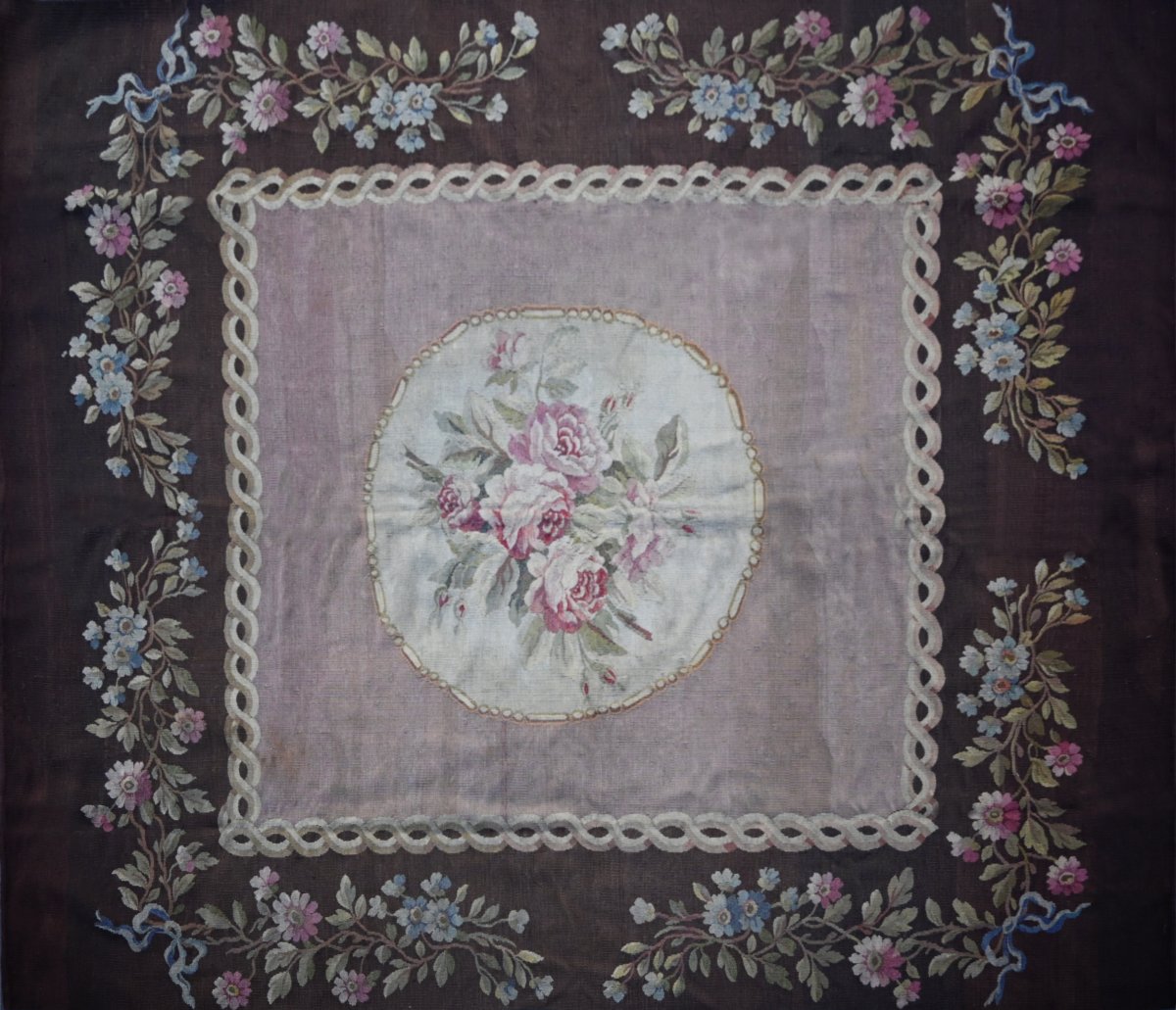 Tapis Napoleon III  de la Manufacture Aubusson XIXe siècle - 220x190cm  -  N° 1700