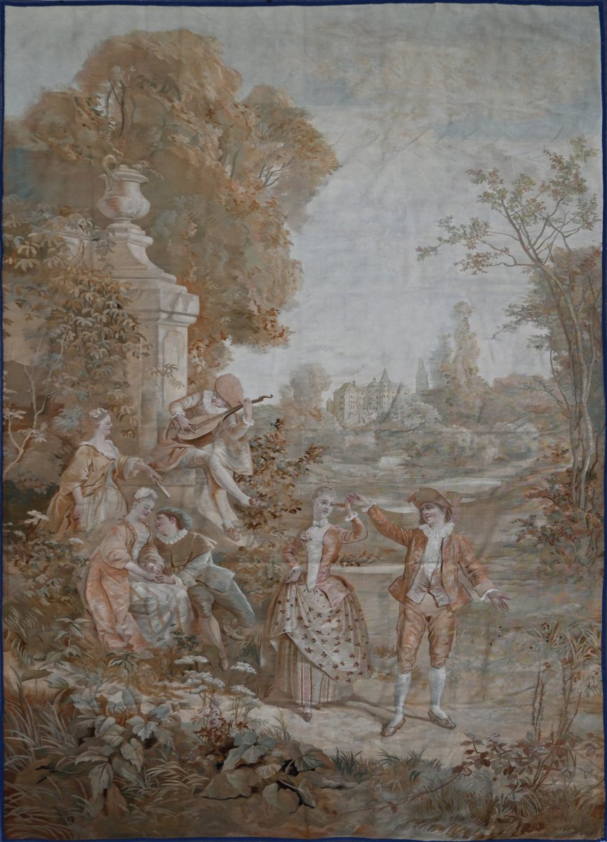19th-century Aubusson Tapestry – A Romantic Scene With Music In A Park, 2.80 × 1.80 M - 943-photo-3