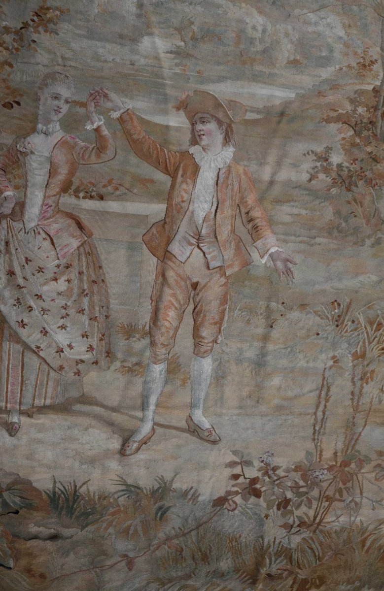 19th-century Aubusson Tapestry – A Romantic Scene With Music In A Park, 2.80 × 1.80 M - 943-photo-4