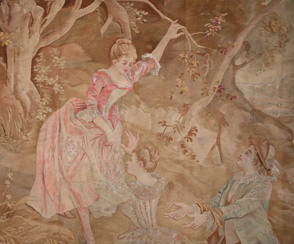 19th-century Aubusson Tapestry – Romantic Scene In A Rural Landscape - No. 1128-photo-2