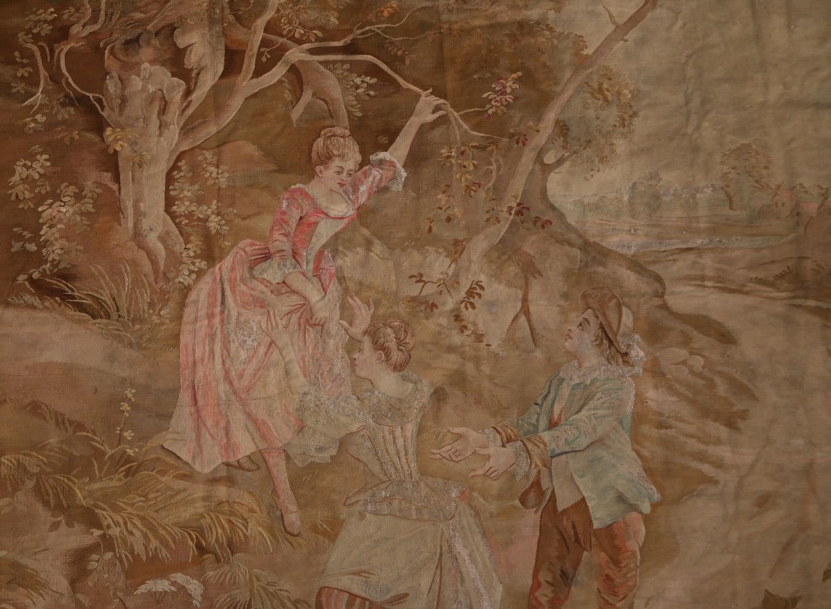 19th-century Aubusson Tapestry – Romantic Scene In A Rural Landscape - No. 1128-photo-3