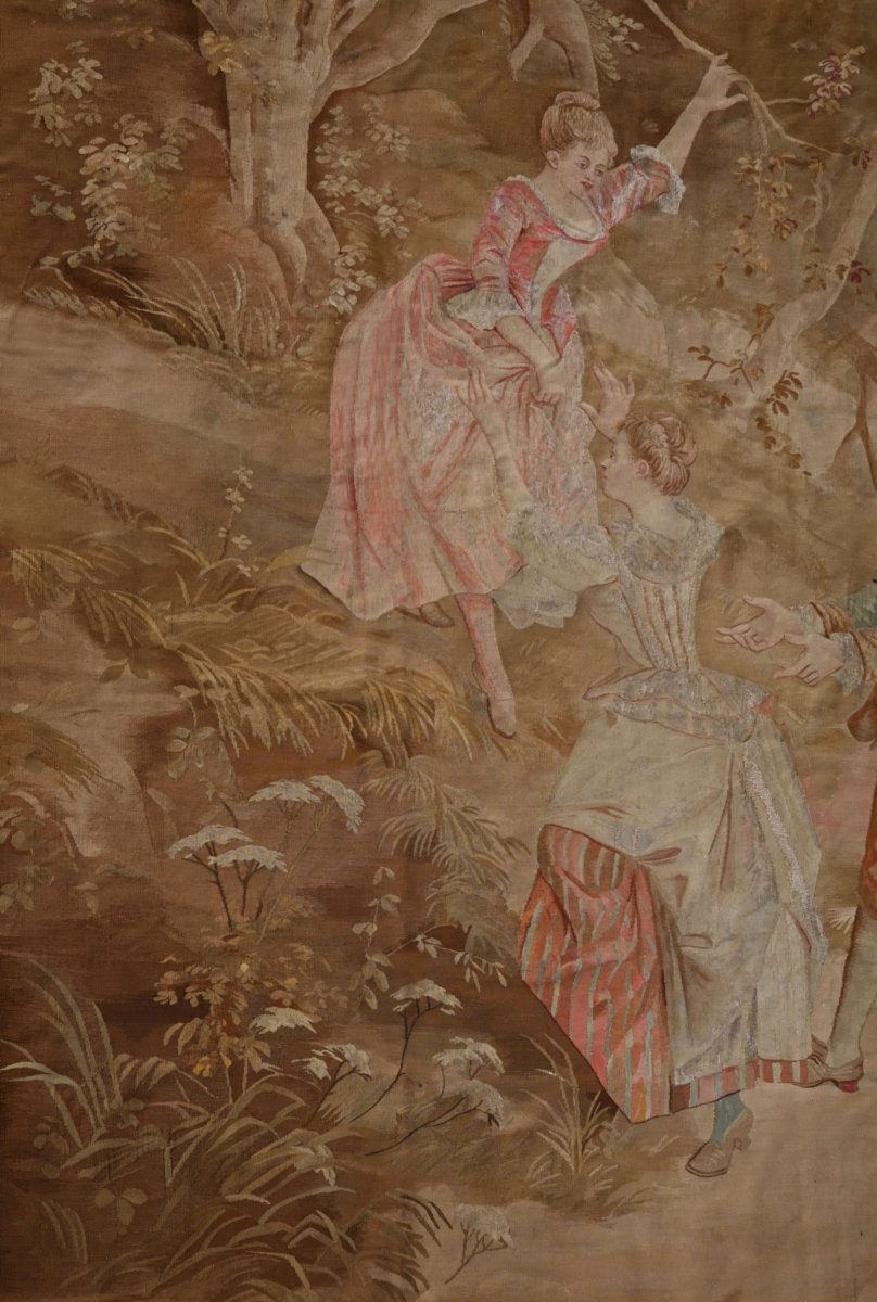 19th-century Aubusson Tapestry – Romantic Scene In A Rural Landscape - No. 1128-photo-4