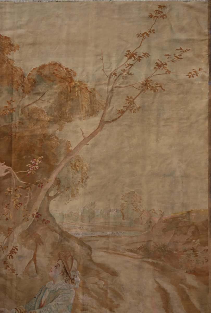 19th-century Aubusson Tapestry – Romantic Scene In A Rural Landscape - No. 1128-photo-1