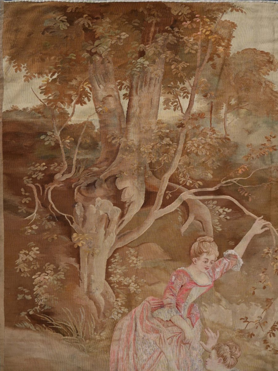 19th-century Aubusson Tapestry – Romantic Scene In A Rural Landscape - No. 1128-photo-2