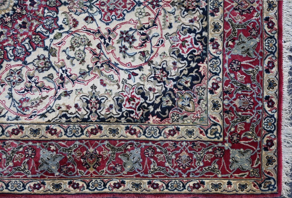 Rare Signed Persian Rug From Isfahan – Wool And Silk – Shah Era, Circa 1970 – No. 1705-photo-2