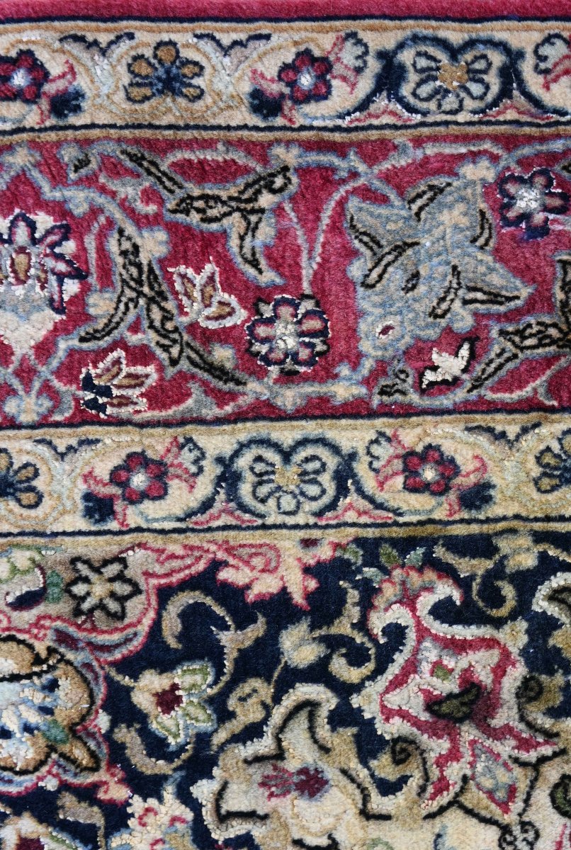 Rare Signed Persian Rug From Isfahan – Wool And Silk – Shah Era, Circa 1970 – No. 1705-photo-5