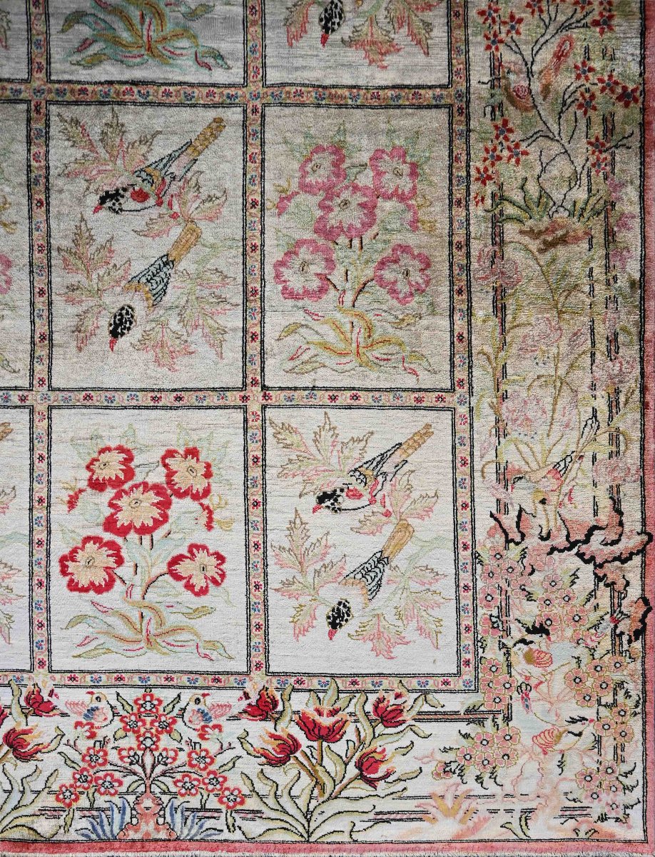 Qom Persian Silk Rug – Shah Era, Circa 1970 – 152×100 Cm - No. 1709-photo-3