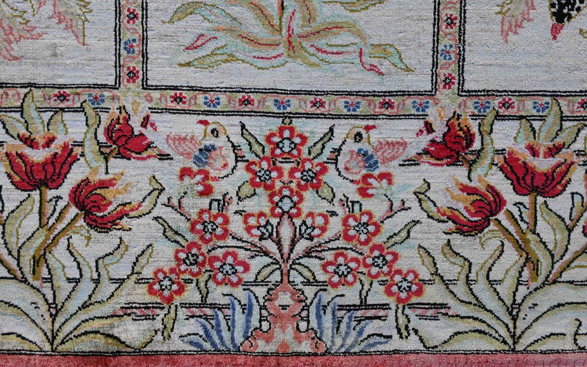 Qom Persian Silk Rug – Shah Era, Circa 1970 – 152×100 Cm - No. 1709-photo-3