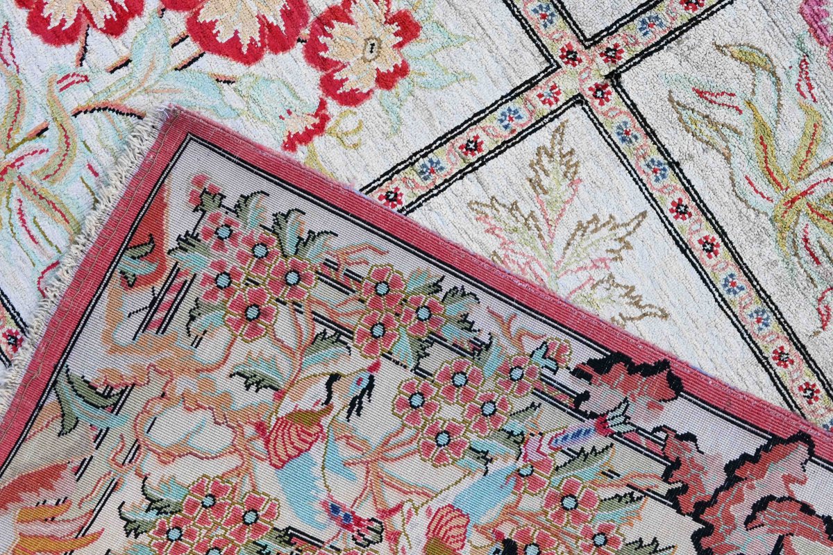 Qom Persian Silk Rug – Shah Era, Circa 1970 – 152×100 Cm - No. 1709-photo-4