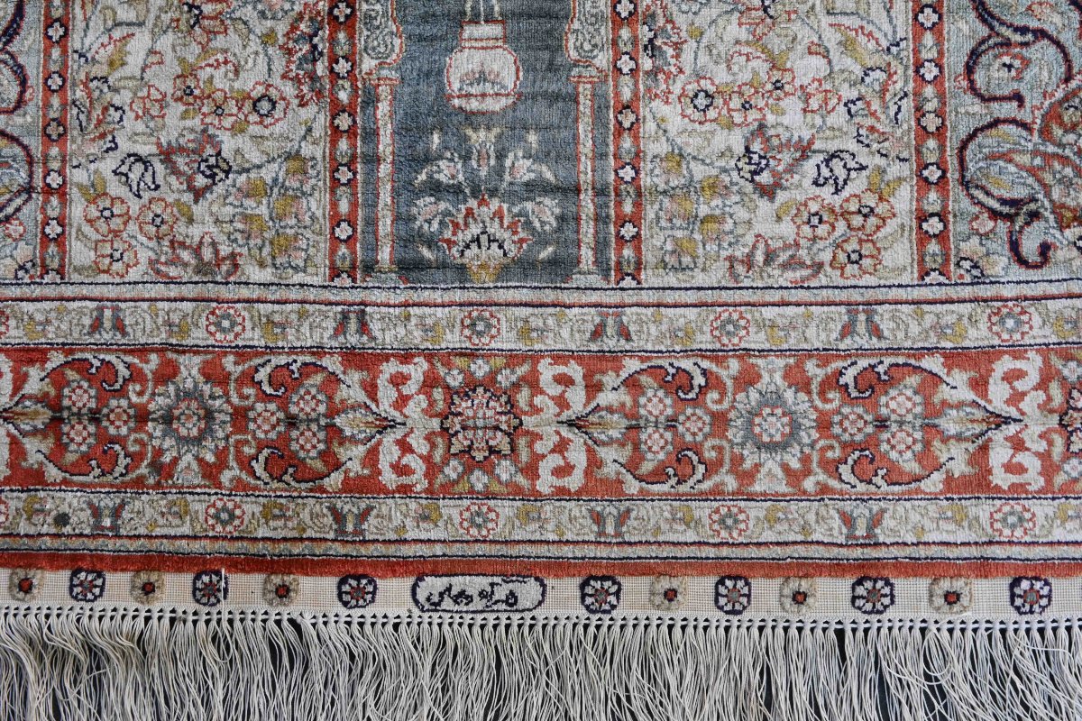 Exceptional Turkish Rug, From Hereke - Silk On Silk - Circa 1980 - 93x165 Cm - No. 1706-photo-3