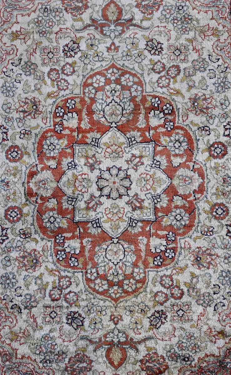 Exceptional Turkish Rug, From Hereke - Silk On Silk - Circa 1980 - 93x165 Cm - No. 1706-photo-4