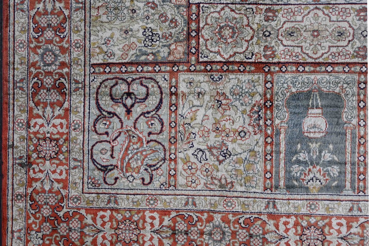 Exceptional Turkish Rug, From Hereke - Silk On Silk - Circa 1980 - 93x165 Cm - No. 1706-photo-2