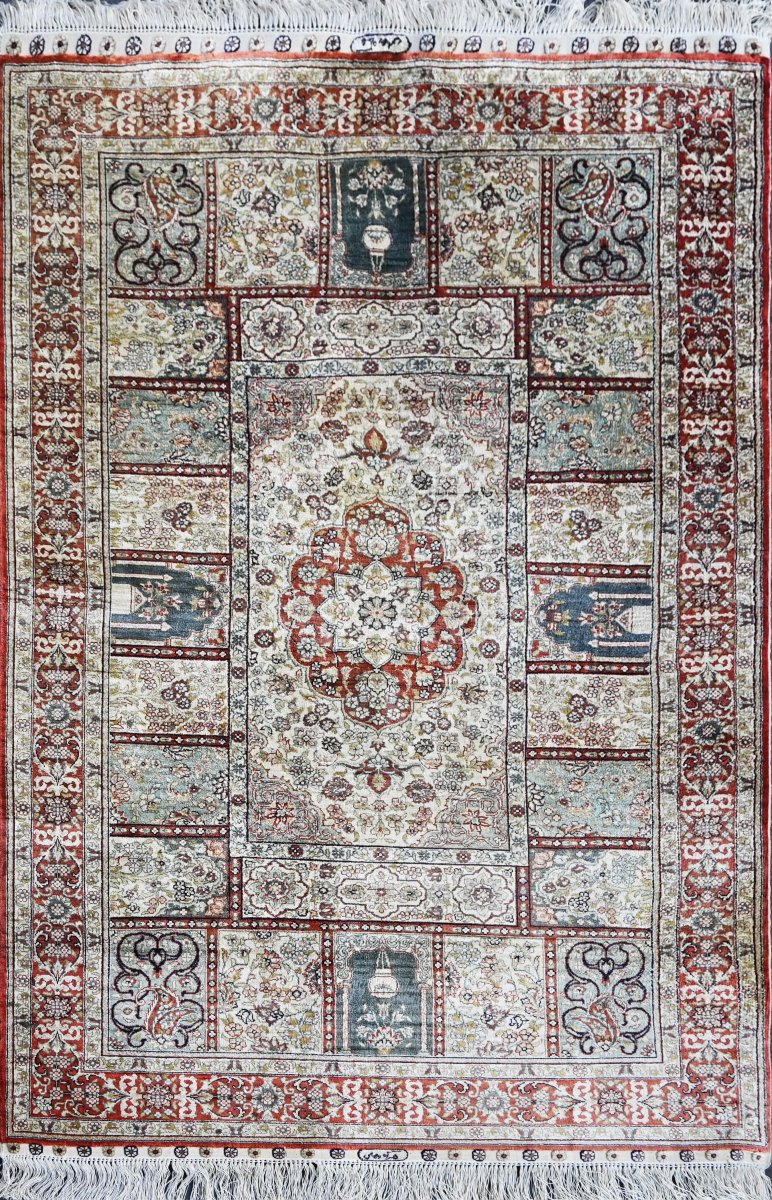 Exceptional Turkish Rug, From Hereke - Silk On Silk - Circa 1980 - 93x165 Cm - No. 1706