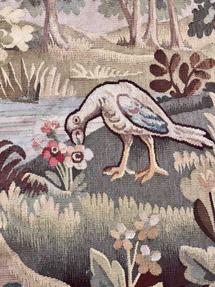 Tapisserie Verdure de la manufacture Aubusson, Fin du XIXᵉ siècle – 220 x 132 cm - N° 1166-photo-3