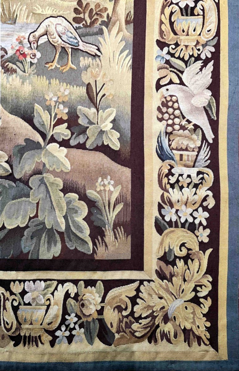 Tapisserie Verdure de la manufacture Aubusson, Fin du XIXᵉ siècle – 220 x 132 cm - N° 1166-photo-1