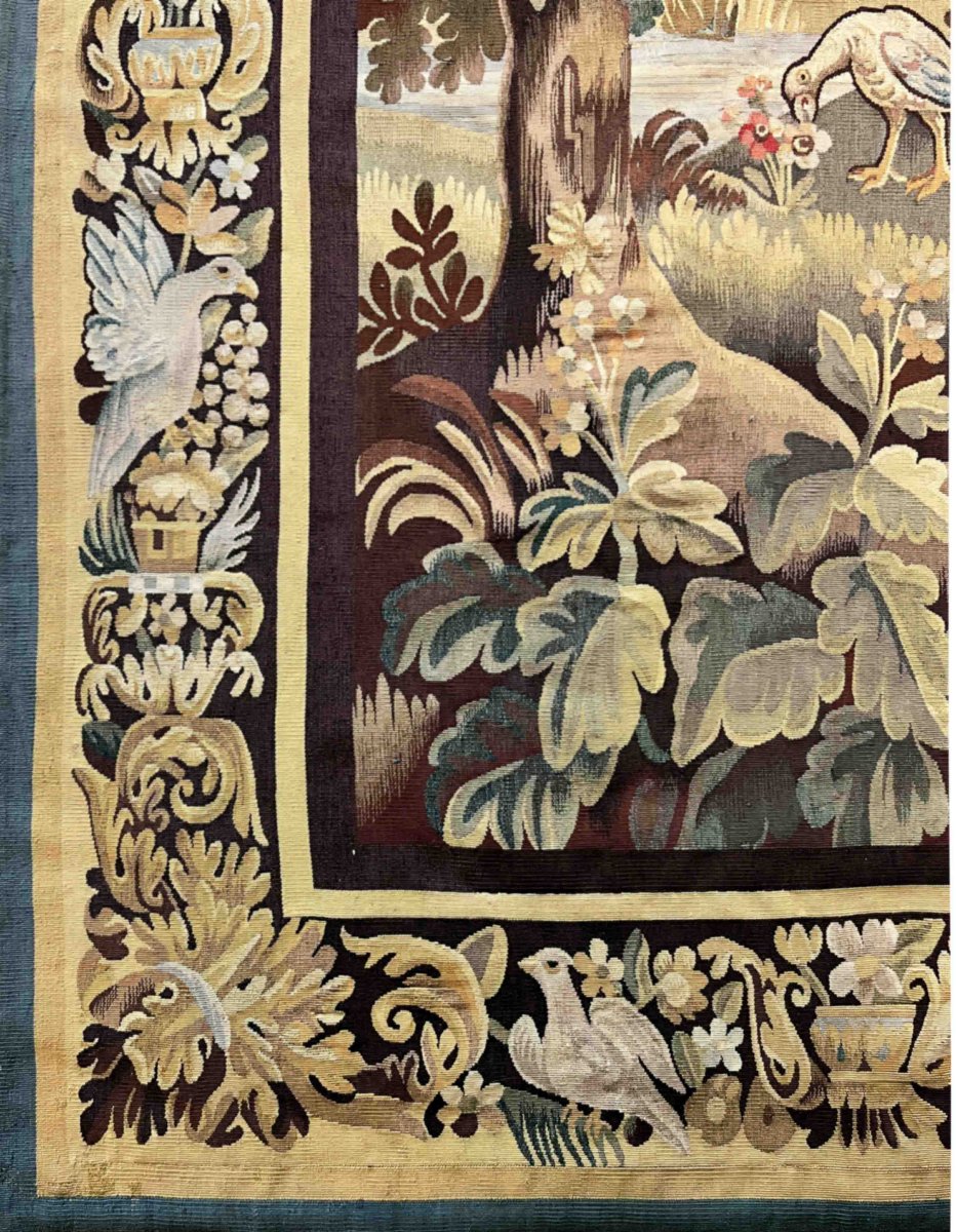 Tapisserie Verdure de la manufacture Aubusson, Fin du XIXᵉ siècle – 220 x 132 cm - N° 1166-photo-5