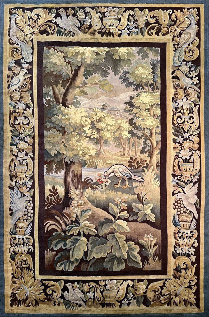 Tapisserie Verdure de la manufacture Aubusson, Fin du XIXᵉ siècle – 220 x 132 cm - N° 1166