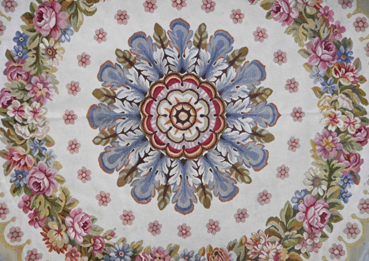 Polygonal Rug From The Aubusson Manufactory, Circa 1950 — 2.46 M × 2.53 M - No. 1407-photo-4