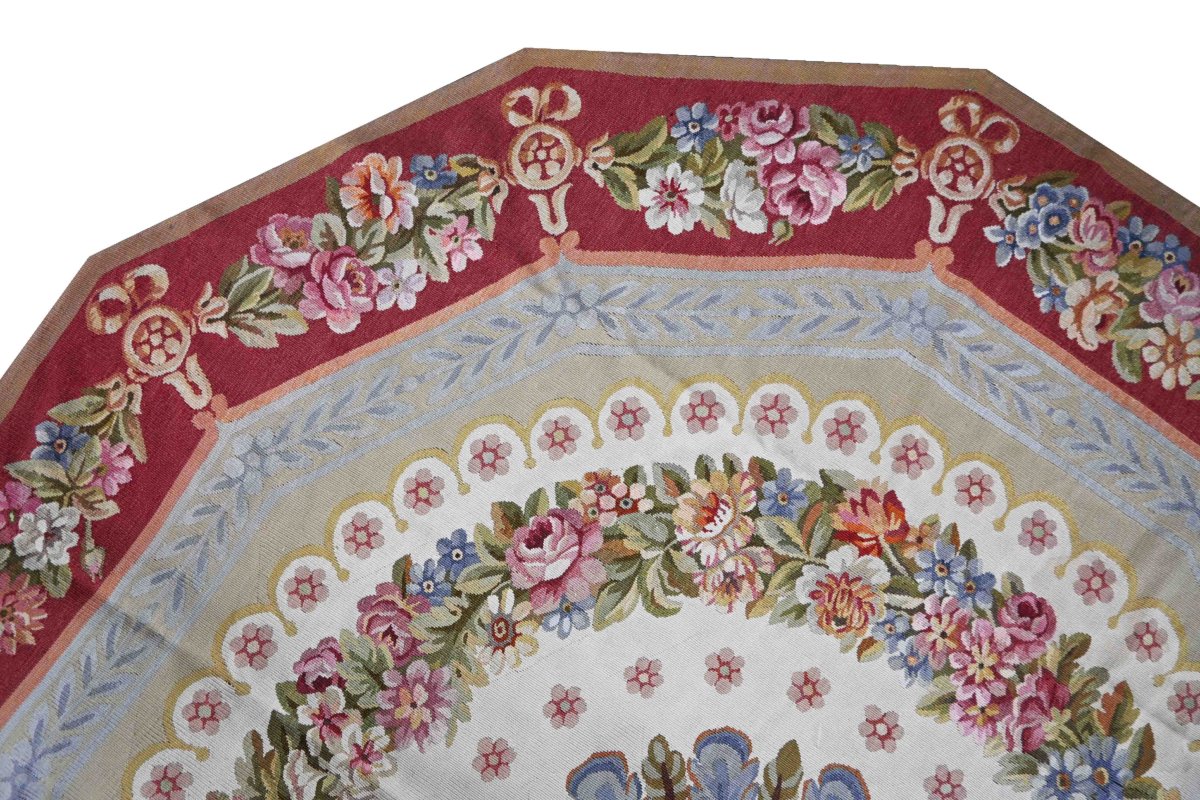 Polygonal Rug From The Aubusson Manufactory, Circa 1950 — 2.46 M × 2.53 M - No. 1407-photo-1