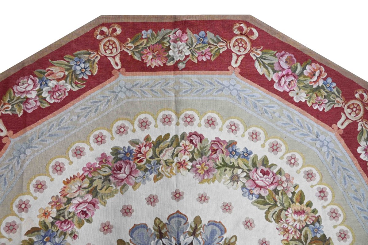 Polygonal Rug From The Aubusson Manufactory, Circa 1950 — 2.46 M × 2.53 M - No. 1407-photo-3