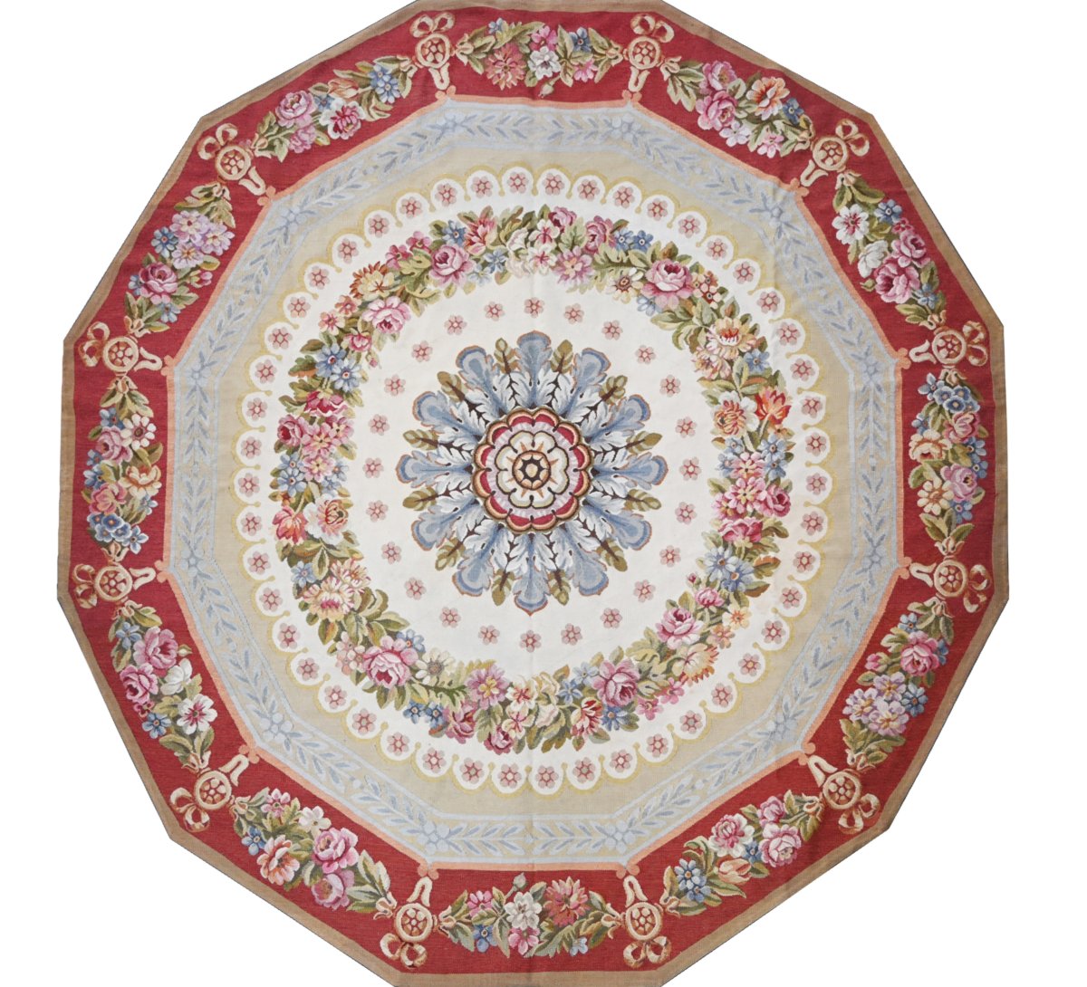 Polygonal Rug From The Aubusson Manufactory, Circa 1950 — 2.46 M × 2.53 M - No. 1407