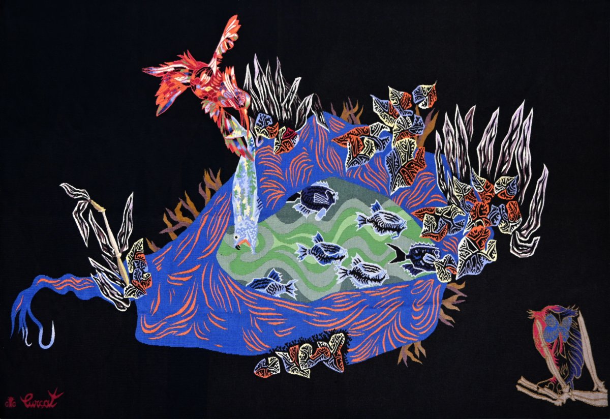 20th-century Aubusson Tapestry - Blue Coral, Jean Lurçat - Atelier Suzanne Goubely Gatien - No. 1416