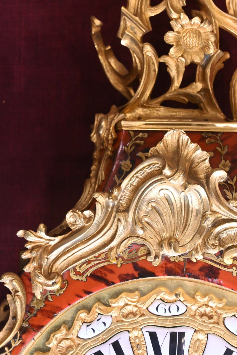 Boulle-style Marquetry Console Table Made Of Tortoiseshell And Brass, Signed “brulfer” In Paris, With Its Console-photo-4