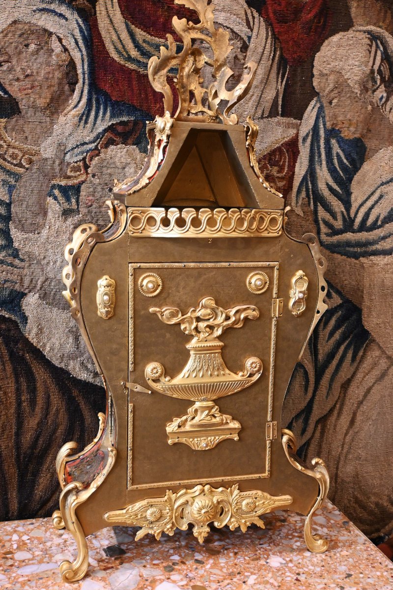 Boulle-style Marquetry Console Table Made Of Tortoiseshell And Brass, Signed “brulfer” In Paris, With Its Console-photo-3