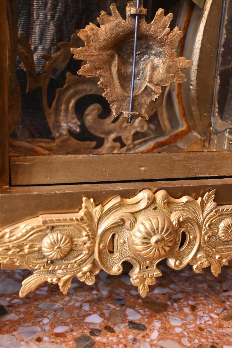 Boulle-style Marquetry Console Table Made Of Tortoiseshell And Brass, Signed “brulfer” In Paris, With Its Console-photo-7