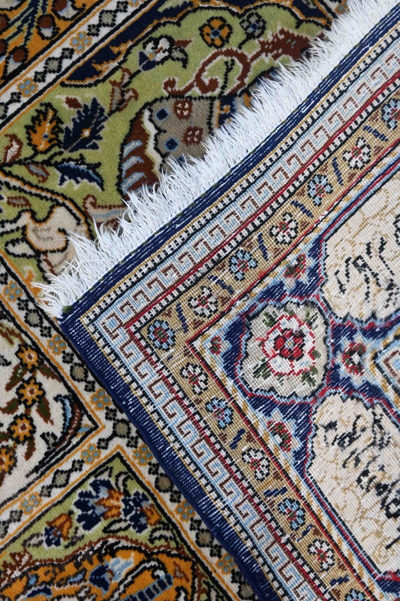 Silk Rug – “garden / Panels” Design With Calligraphic Inscriptions (c. 1980) - No. 1680 -photo-4