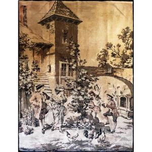 Jacquard Tapestry - Walk In The Village - 170x125 - N° 1028