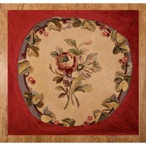 Coussin En Tapisserie Aubusson Florale, Fait Main à l'Atelier Galerie Lissier - 45x45, N° 1312