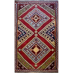 Rare Kilim Qashqai , Circa 1930 - 245x145, N° 222