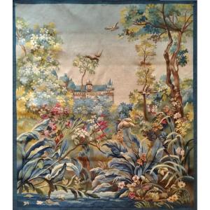 Pretty Fragment - Verdure Aubusson Tapestry With Birds -1m18x1m02, N° 1144