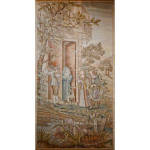 Tapisserie Aubusson Au Petit Point "souhaite Le Bienvenue à Sainte Rita" - 2m90x1m47 - N° 969 