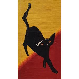 Tapisserie Moderne Francaise " Chat Noir"  - 95x43cm - N° 779