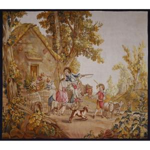 Tapisserie Manufacture Aubusson | Scene Champetre | 1m95hx1m53l, N° 1344