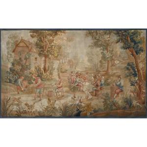 19th Century Aubusson Manufacture Tapestry "the Banquet" - L2m94xh1m74, N° 1388