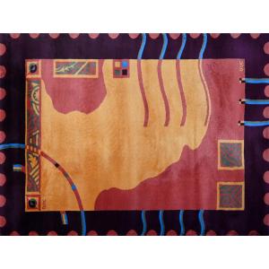 Tapis Francais Signé vers 1960, Timbre De Poste Oblitéré - 2m30x1m70 - N° 1330