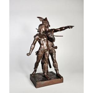 Émile LAPORTE  — Pro Patria (Vercingétorix et son fils) — Bronze à patine brune - N 1714