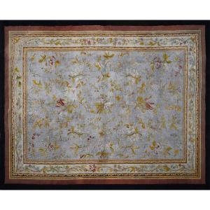 Tapis ancien d’autel d’église au Petit-Point, France XIXe (19e) siècle - 2m50x1m90 - N° 1552