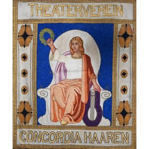 Ancien drapeau brodé – Theaterverein Concordia Haaren (1902) - 66Hx56L - N° 1581