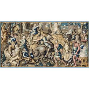 Tapisserie Aubusson XVIIème, L’Entrée d’Alexandre dans Babylone d’après Charles Le Brun -N 1610
