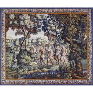 Tapisserie d'Aubusson Scène Pastorale - Le Retour des Bergers - Circa 1880 - N° 1415