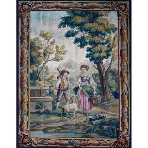 Belle Tapisserie de la Manufacture Aubusson XIXe sècle - Scene Champetre - N° 1669