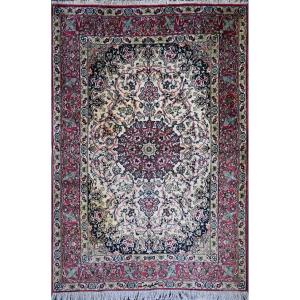 Rare Signed Persian Rug From Isfahan – Wool And Silk – Shah Era, Circa 1970 – No. 1705