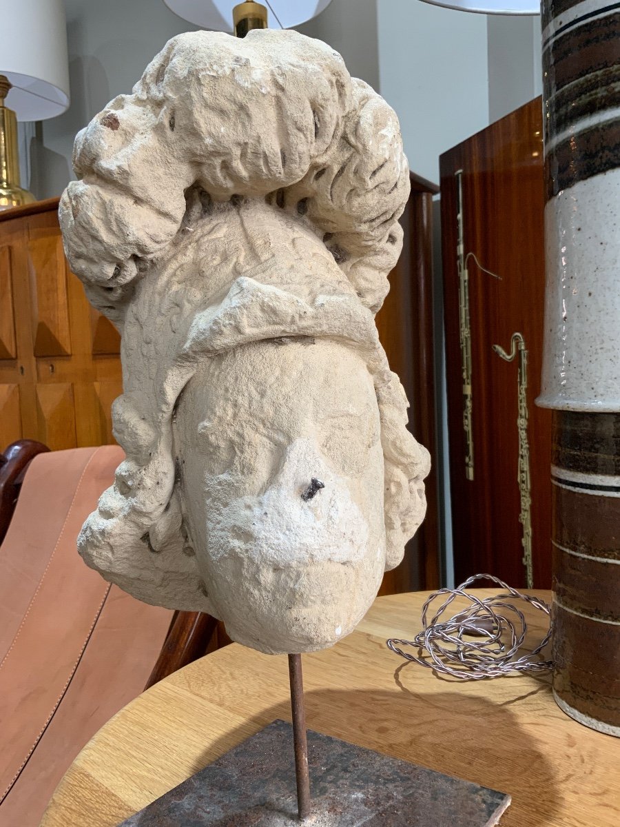 17th Century Carved Stone Head-photo-2