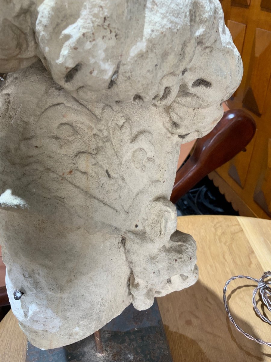 17th Century Carved Stone Head-photo-2