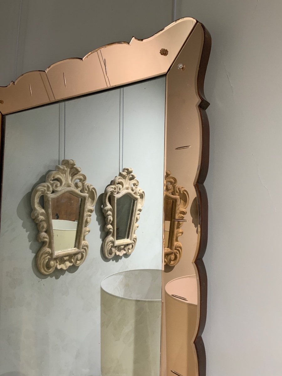Italian Mirror By Cristal Art 1960-photo-4
