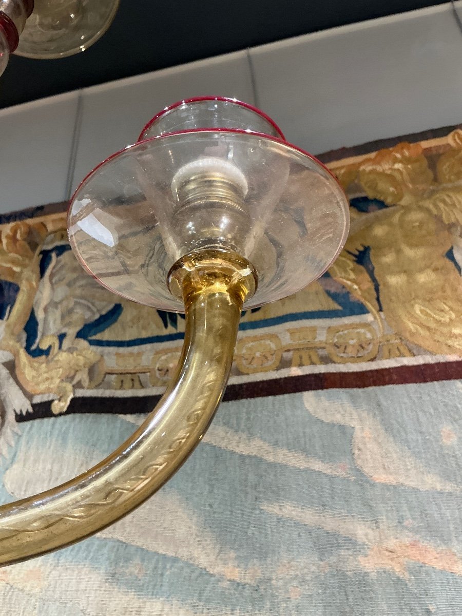 Lustre A 3 Lumières Mvm Cappelin Venise 1920 -photo-4